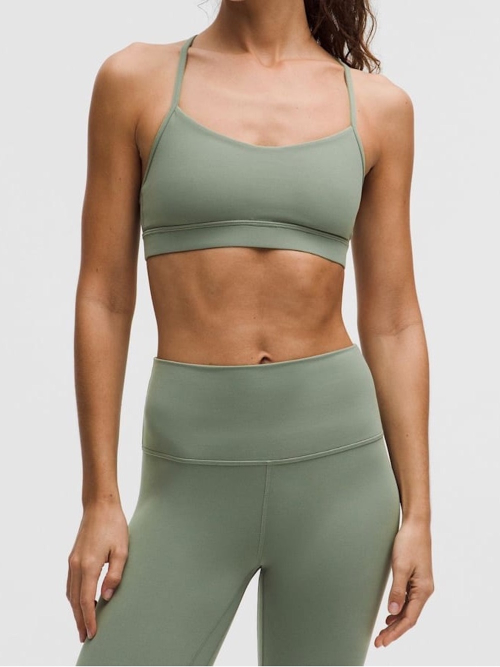 Lululemon Flow Y Bra Nulu Light Support Sports Bra - Willow Leaf
